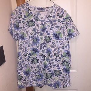 Blue/green Zikit medium scrub top